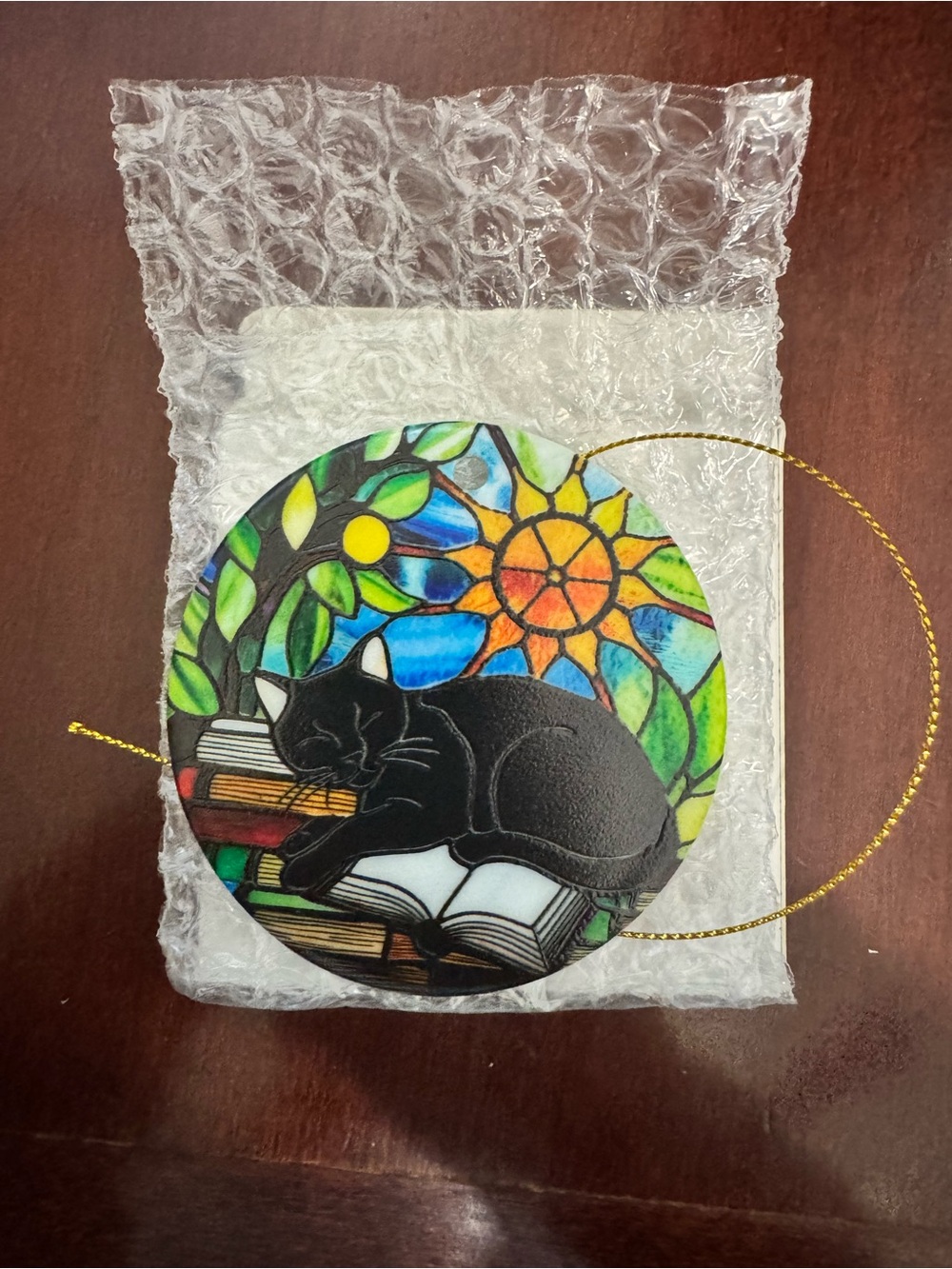 Black Cat Stained-Glass Style Ornament – Double Sided